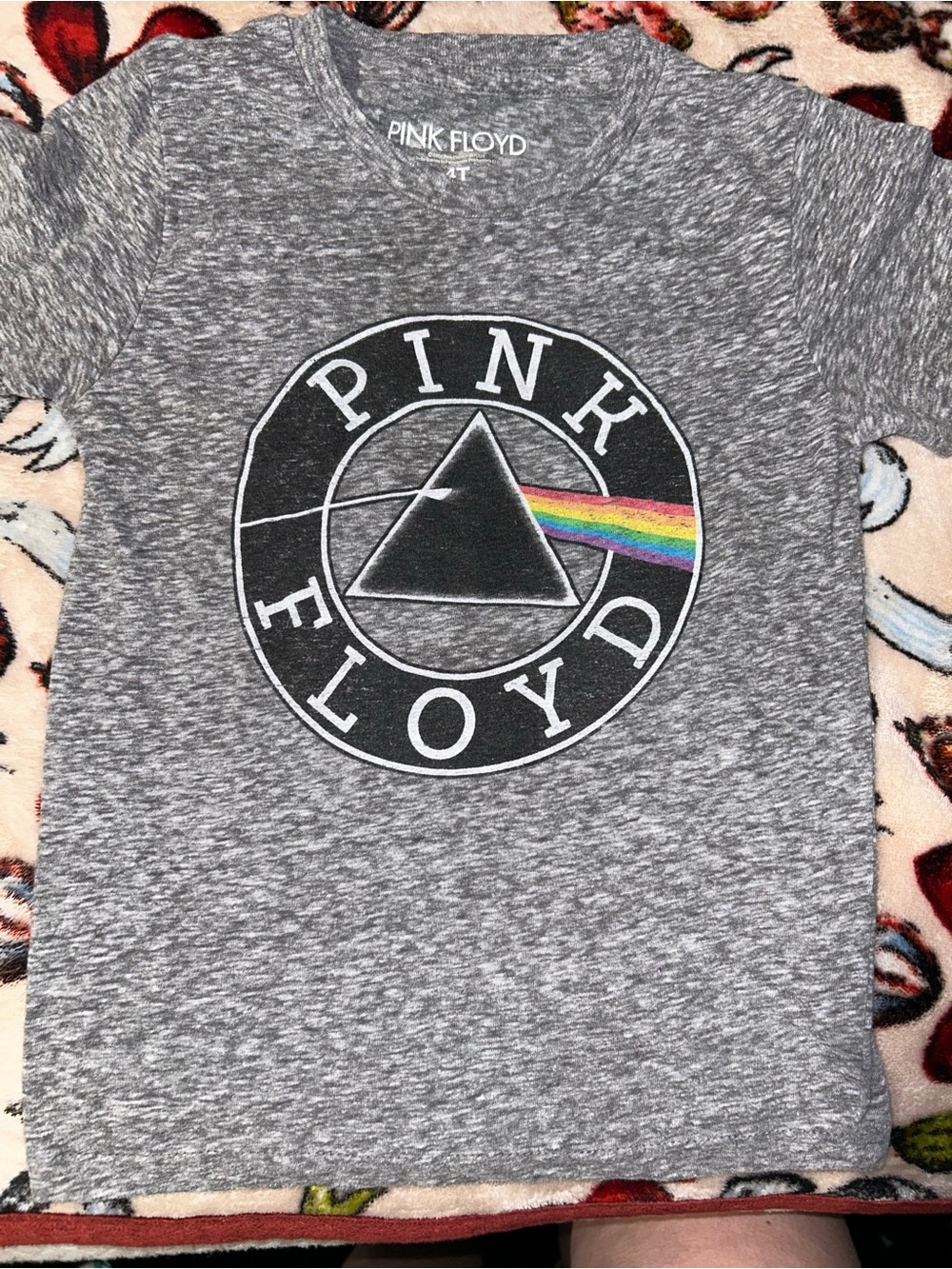 Pink Floyd Gray Heather Logo Tee with White Print
